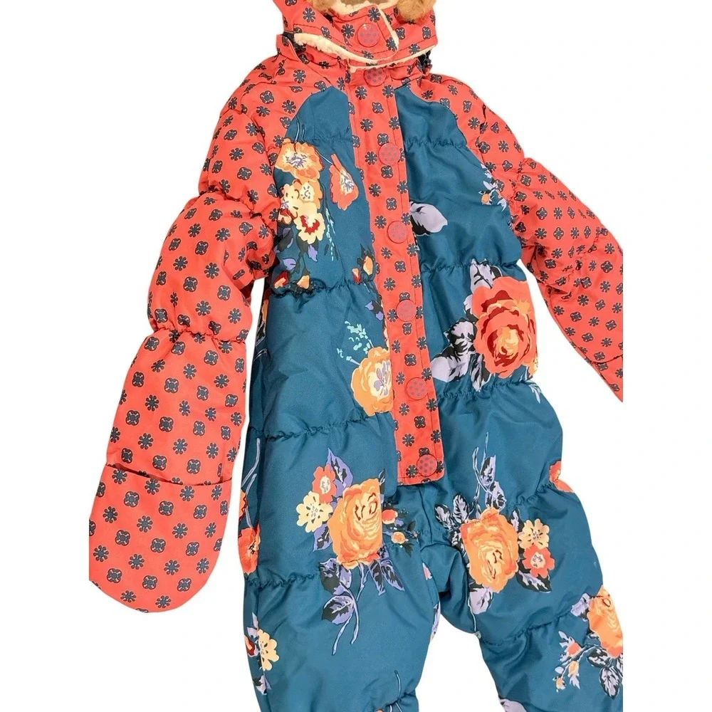 Matilda Jane Rosy Cheeks Snowsuit Floral Infant Girls 12-18 Months Fleece Lined